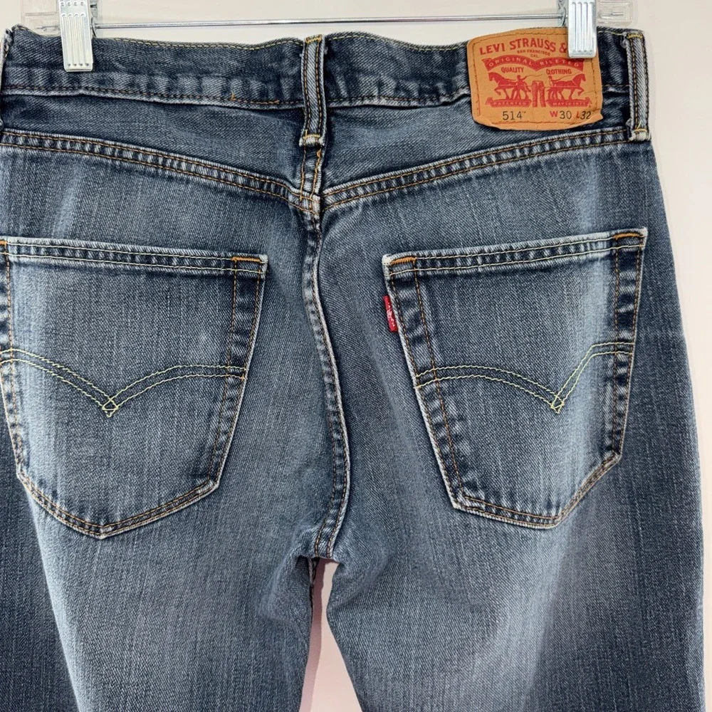 Levi's Levis 514 Straight Fit 30x32 Mid Rise Faded Blue Denim Jeans Mens Red Tab
